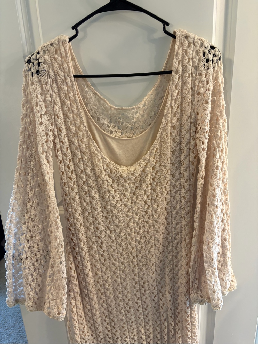 Free People Cream Crochet Long Sleeve Dress - Picture 2 of 3